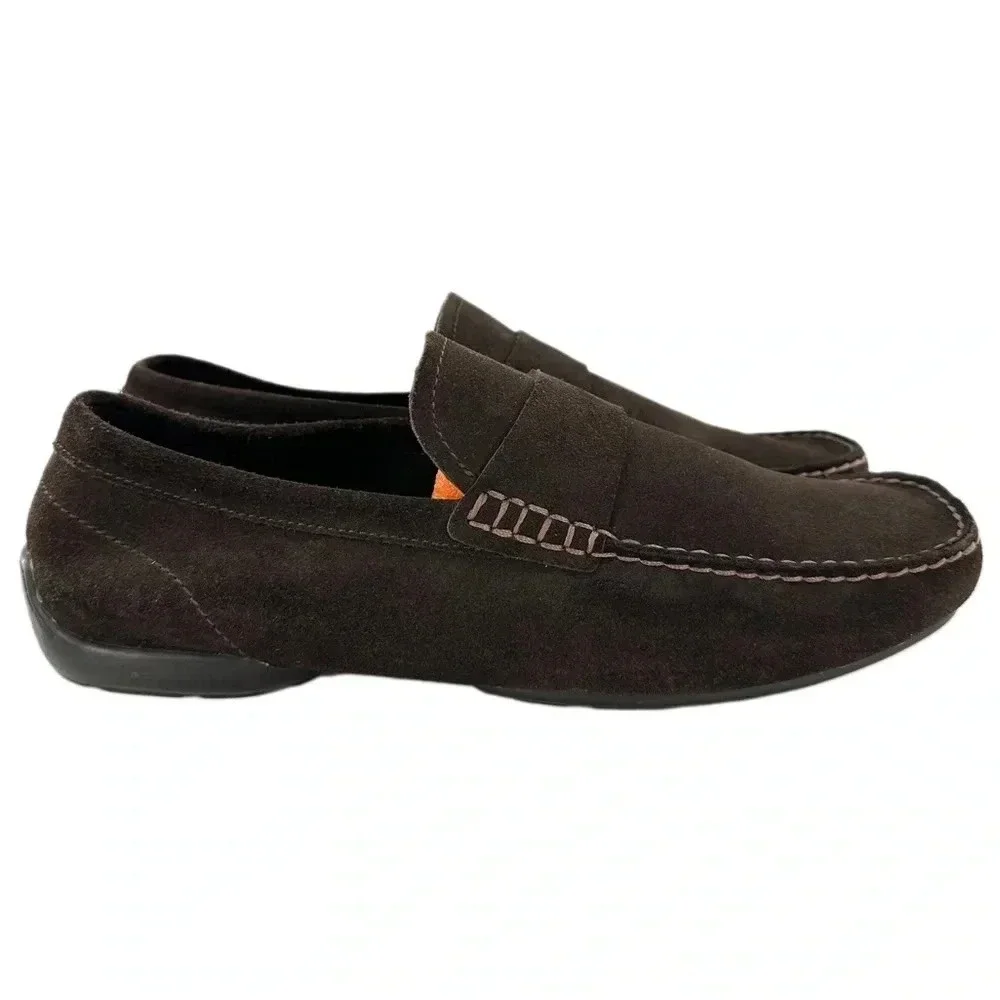 Banana Republic mens flats 9 chocolate brown suede square toe driving loafers